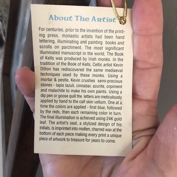 Celtic card co. -  artist Kevin Dillon hand lettered verse in wood frame… - Picture 4 of 7